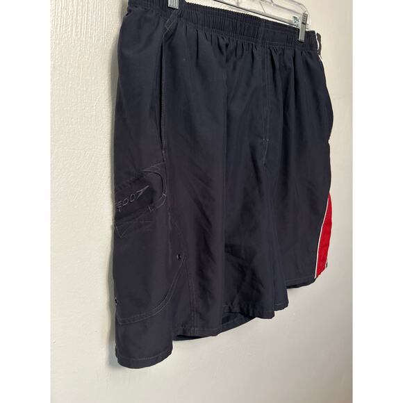 Speedo Mens Blue Red Elastic Waist Mesh Lined Swim Trucks Size XL - Picture 4 of 8